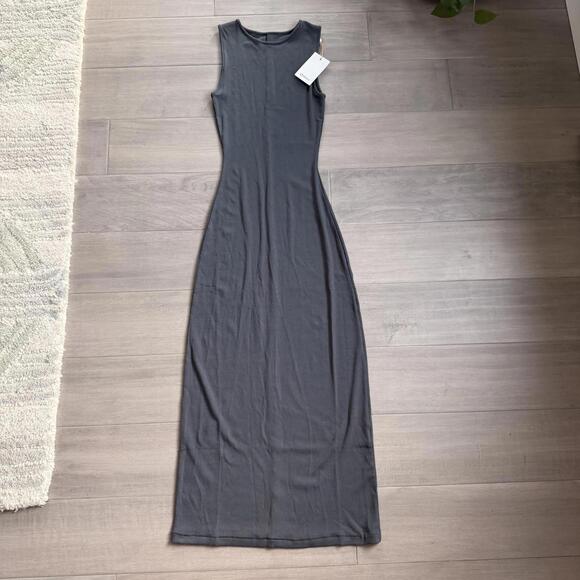 Quince Tencel Rib Knit Tank Midi Dress Gray Size S - Picture 3 of 9
